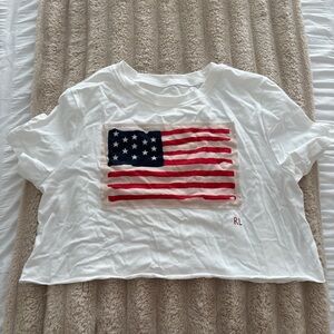 White T-Shirt with American Flag Design